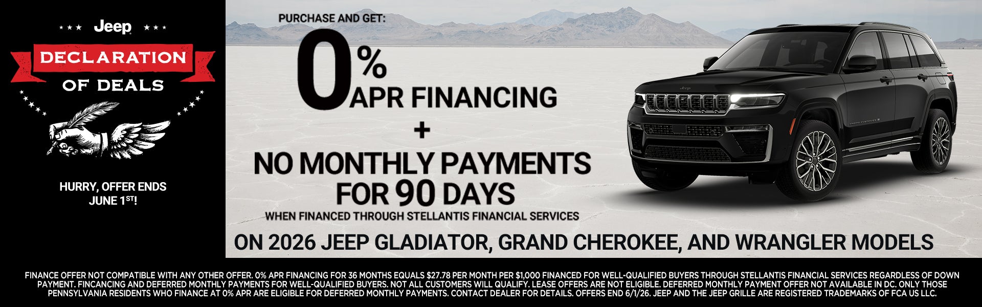 2026 JEEP GLADIATOR, GRAND CHEROKEE, AND WRANGLERS OFFER