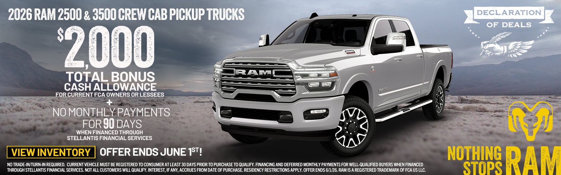 2026 RAM 2500 & 3500 BONUS CASH ALLOWANCE